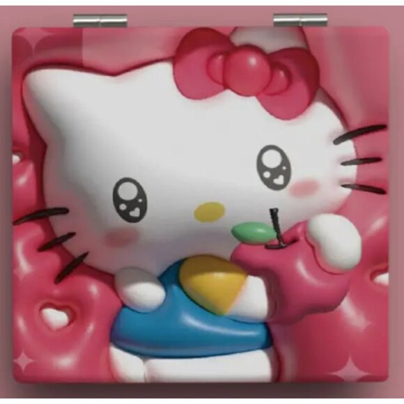 Hello Kitty Compact Folding Mirror – Pink Mini Double-Sided Makeup Mirror Cute - Picture 1 of 2